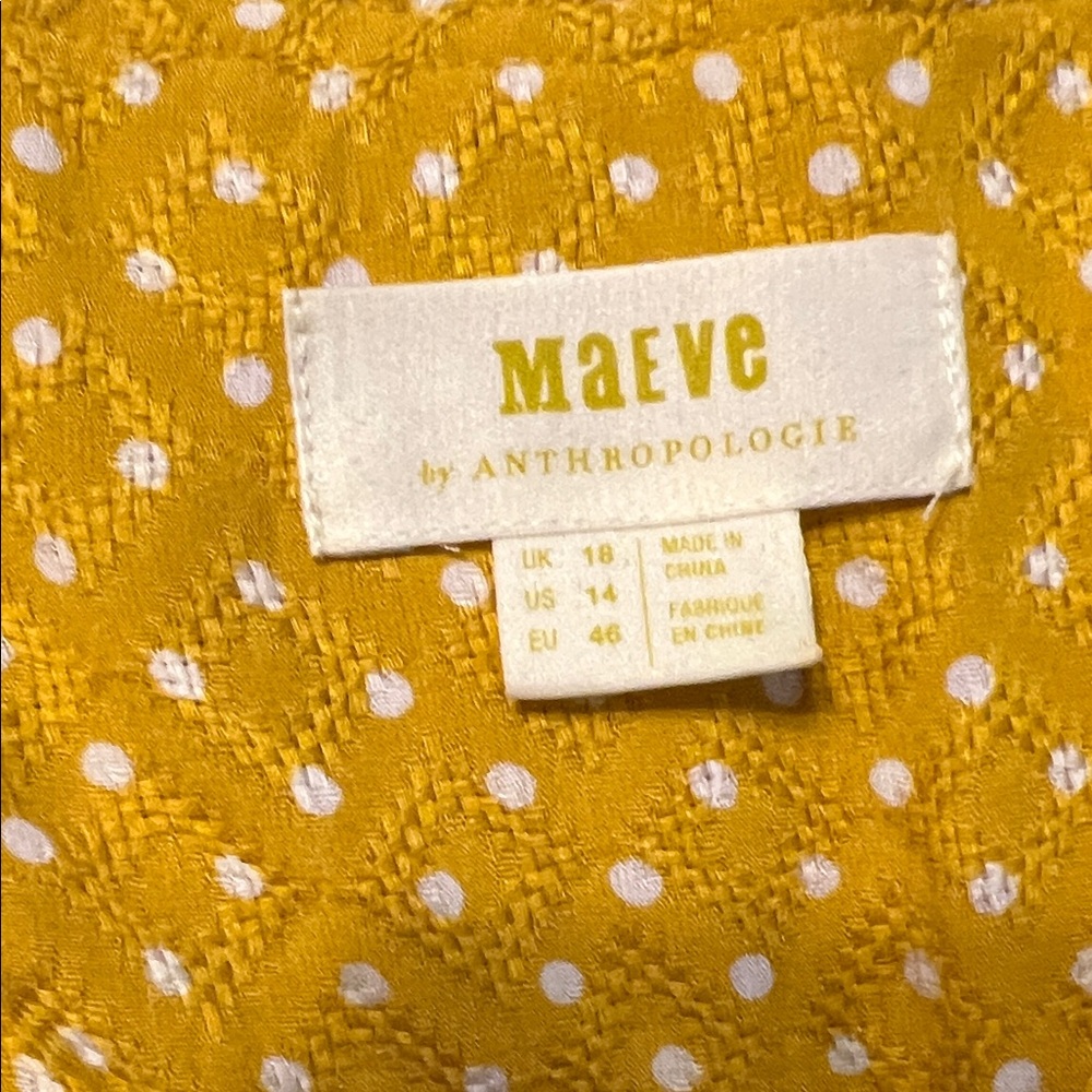 Maeve Mustard Polka Dot Button-Front Blouse - Picture 8 of 8